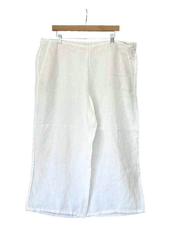 J. Jill Pants - J. Jill Love Linen White Wide Leg Cropped Pants XL Boho Coastal